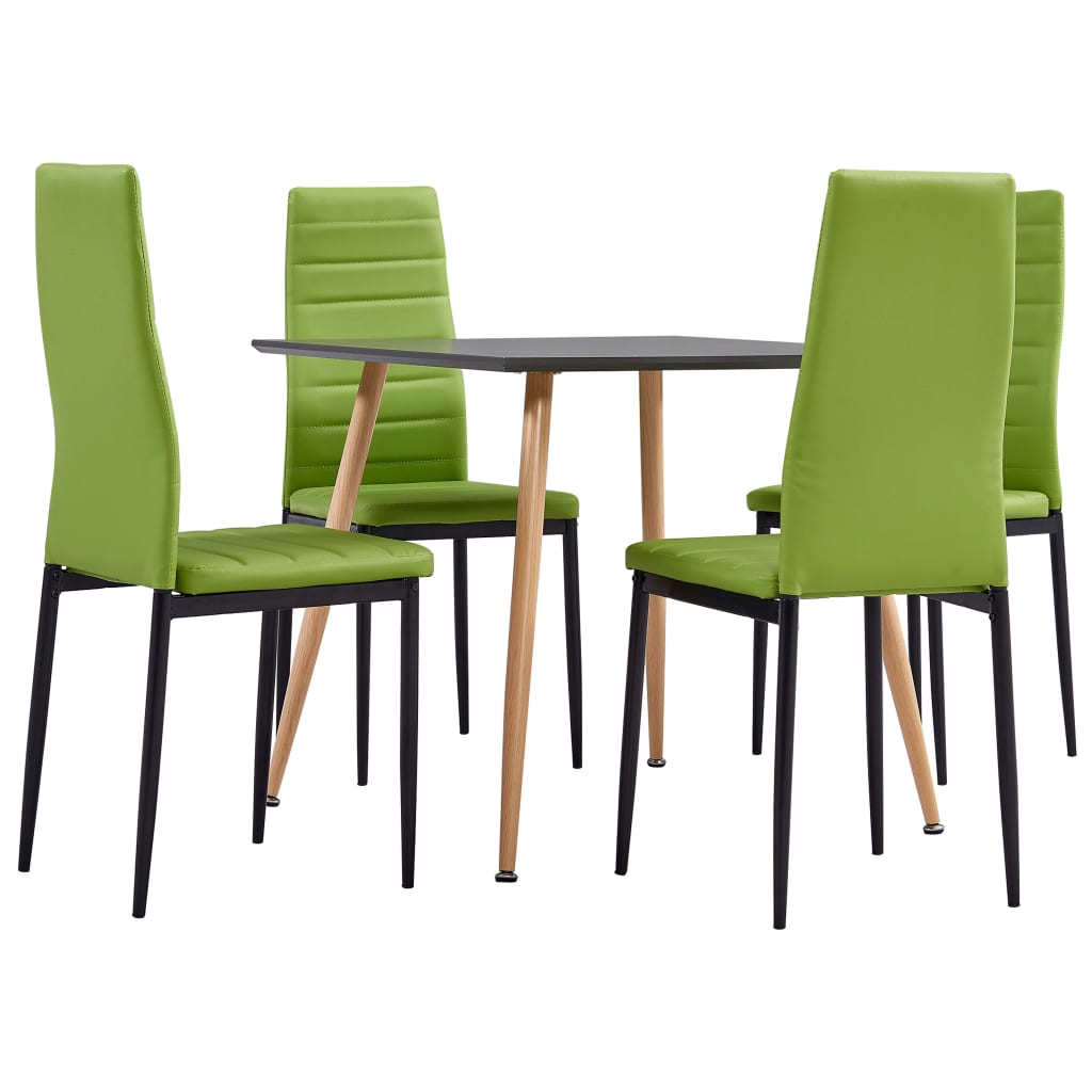 3054075 vidaXL 5 Piece Dining Set Faux Leather Lime Green(248311+282590)