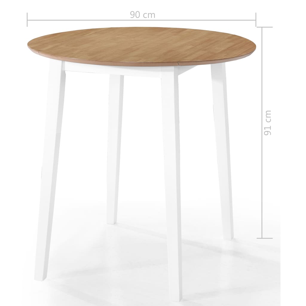 vidaXL Σετ Τραπέζι και Καρέκλες Μπαρ 3 τεμ. Φυσικό &amp; Λευκό Μασίφ Ξύλο