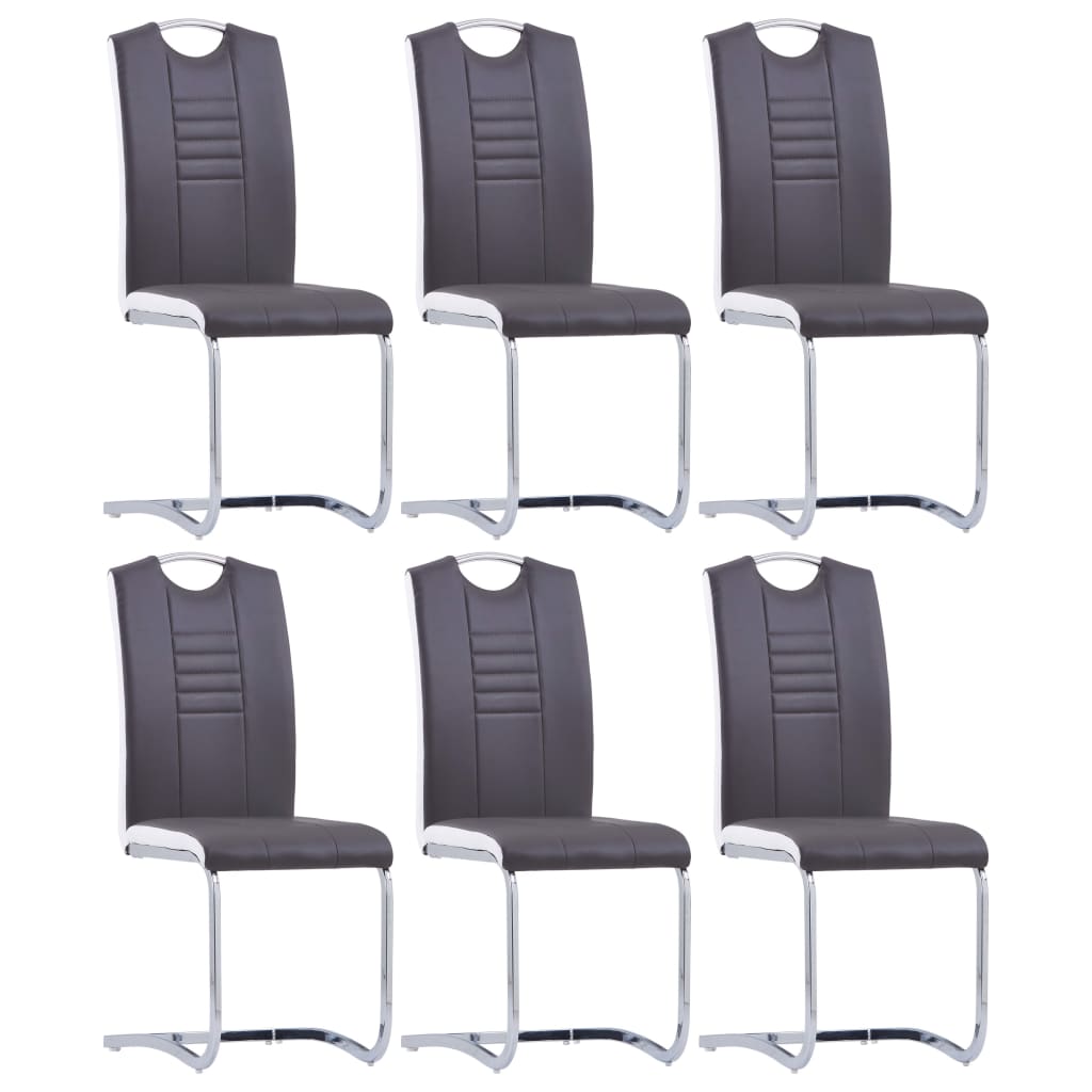vidaXL Καρέκλες Τραπεζαρίας «Πρόβολος» 6 τεμ. Γκρι από Συνθετικό Δέρμα