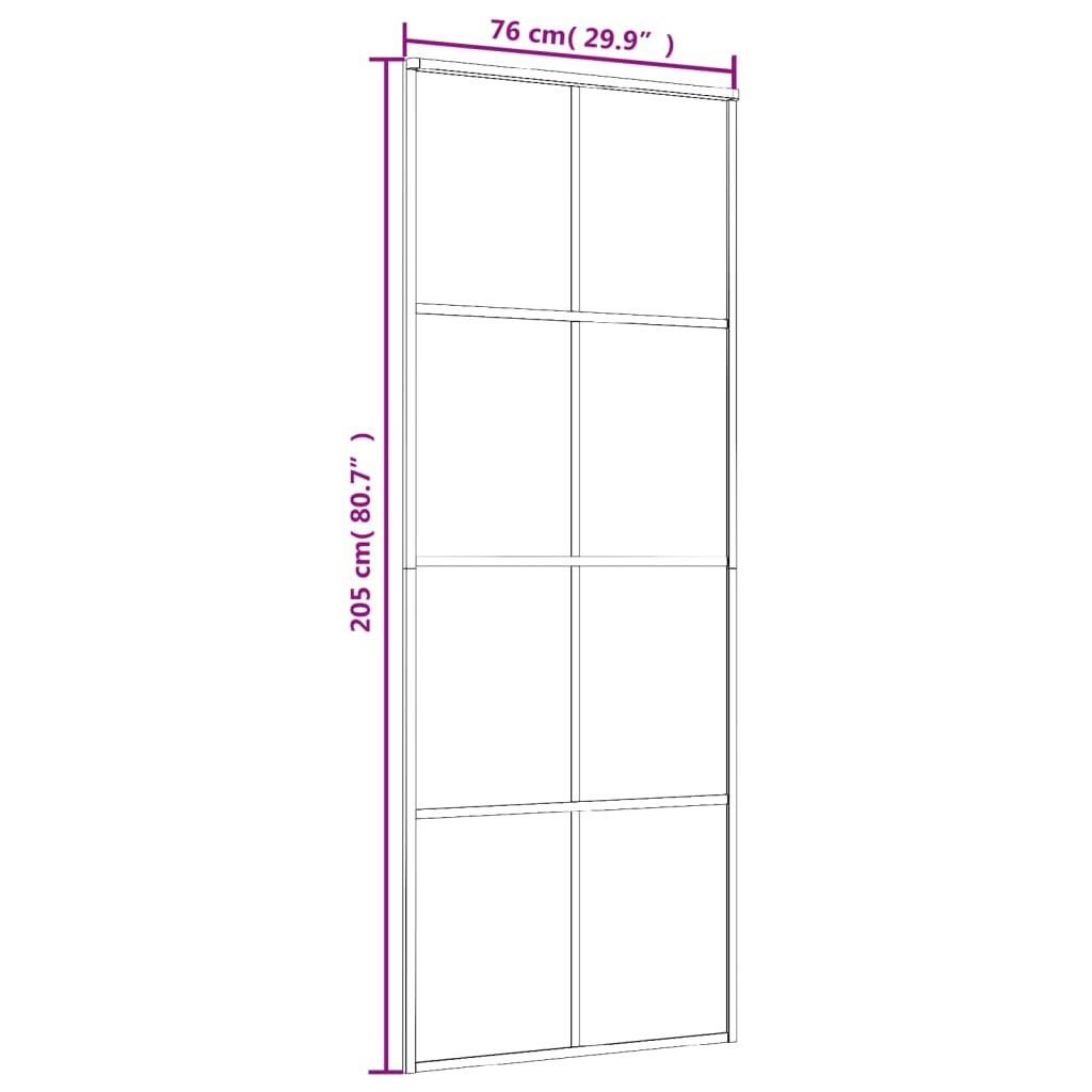 vidaXL Συρόμενη Πόρτα Μαύρη 76 x 205 εκ. Γυαλί ESG/Αλουμίνιο