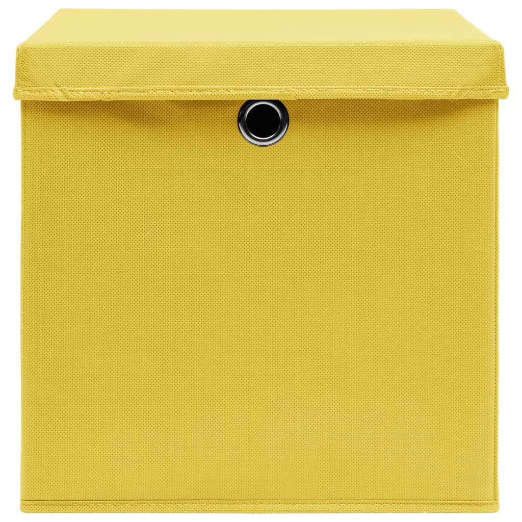 vidaXL Κουτιά Αποθήκευσης με Καπάκια 4 τεμ. Κίτρινα 28 x 28 x 28 εκ.