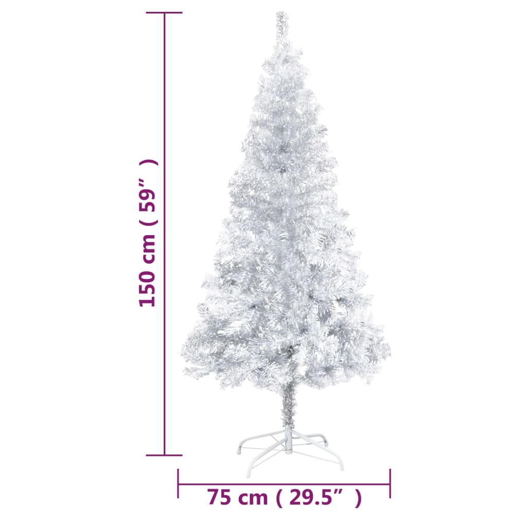 vidaXL Χριστουγεν Δέντρο Προφωτισμένο Τεχνητό Μπάλες Ασημί 150εκ PVC