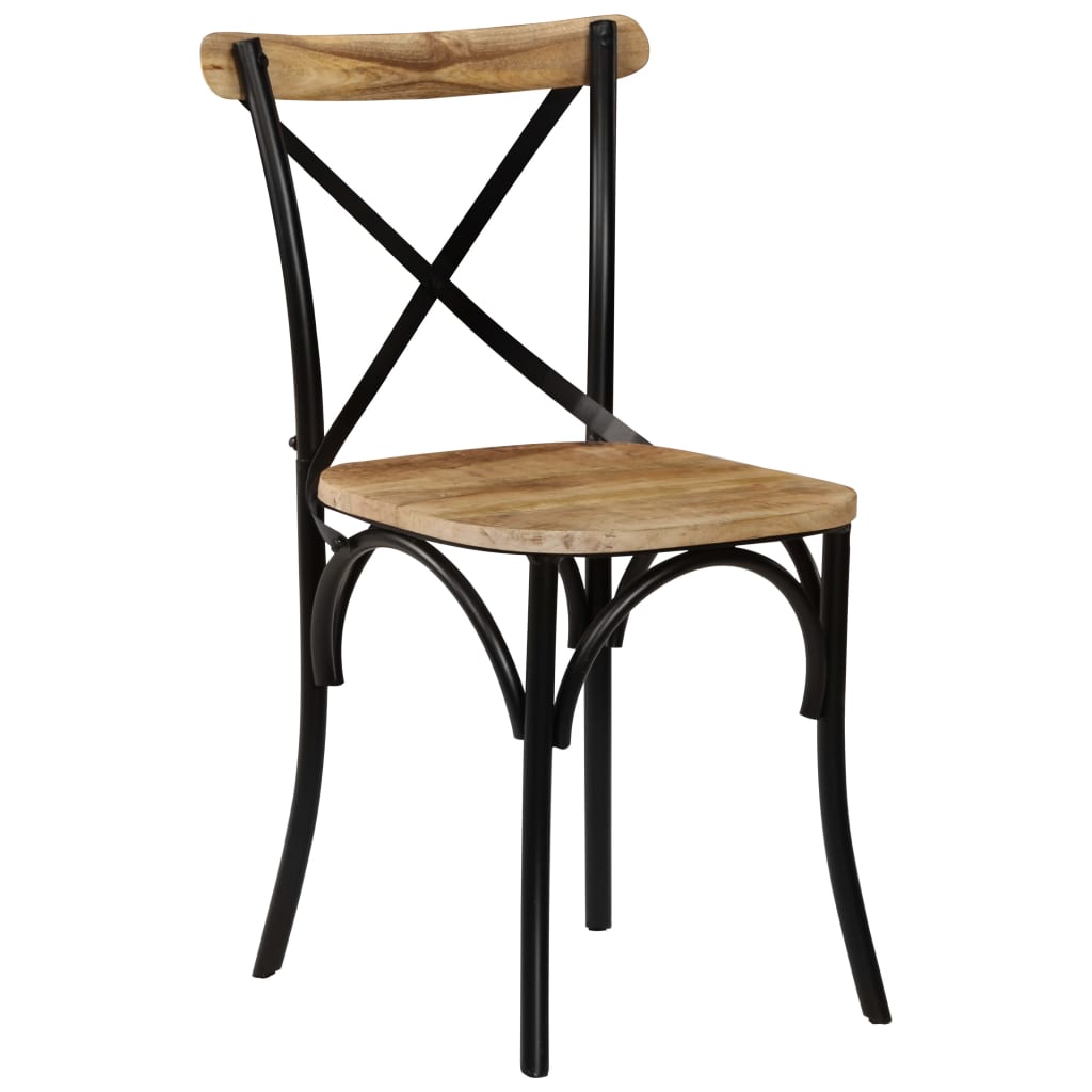 vidaXL Καρέκλες με Χιαστί Πλάτη 2 τεμ. Μαύρες από Μασίφ Ξύλο Μάνγκο