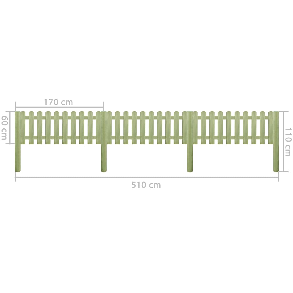 vidaXL Φράχτης Κήπου 5,1 μ. 110 εκ. 6/9 εκ. Εμποτισμένο Ξύλο Πεύκου