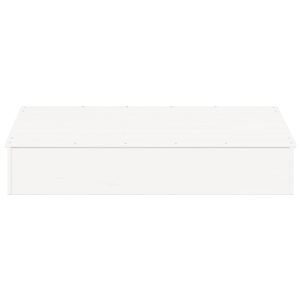 vidaXL Αμμοδόχος με Κάλυμμα Λευκή 111x111x19,5 εκ. Μασίφ Ξύλο Πεύκου