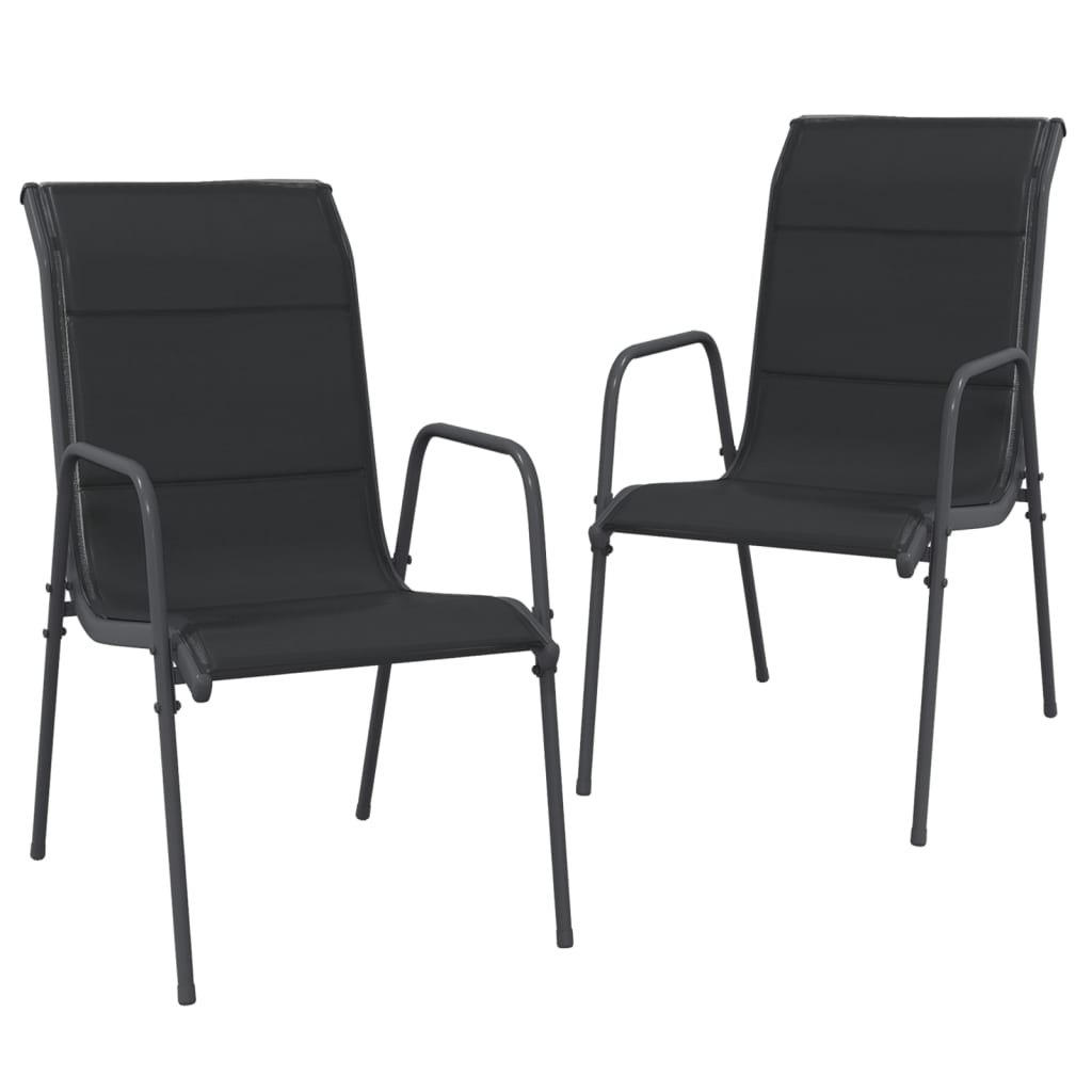 vidaXL Καρέκλες Κήπου 2 τεμ. Μαύρες από Ατσάλι / Textilene