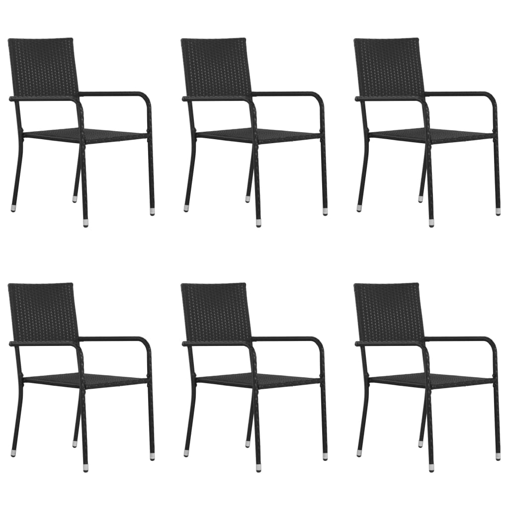 vidaXL Καρέκλες Τραπεζαρίας Εξωτ. Χώρου 6 τεμ. Μαύρες Συνθετικό Ρατάν