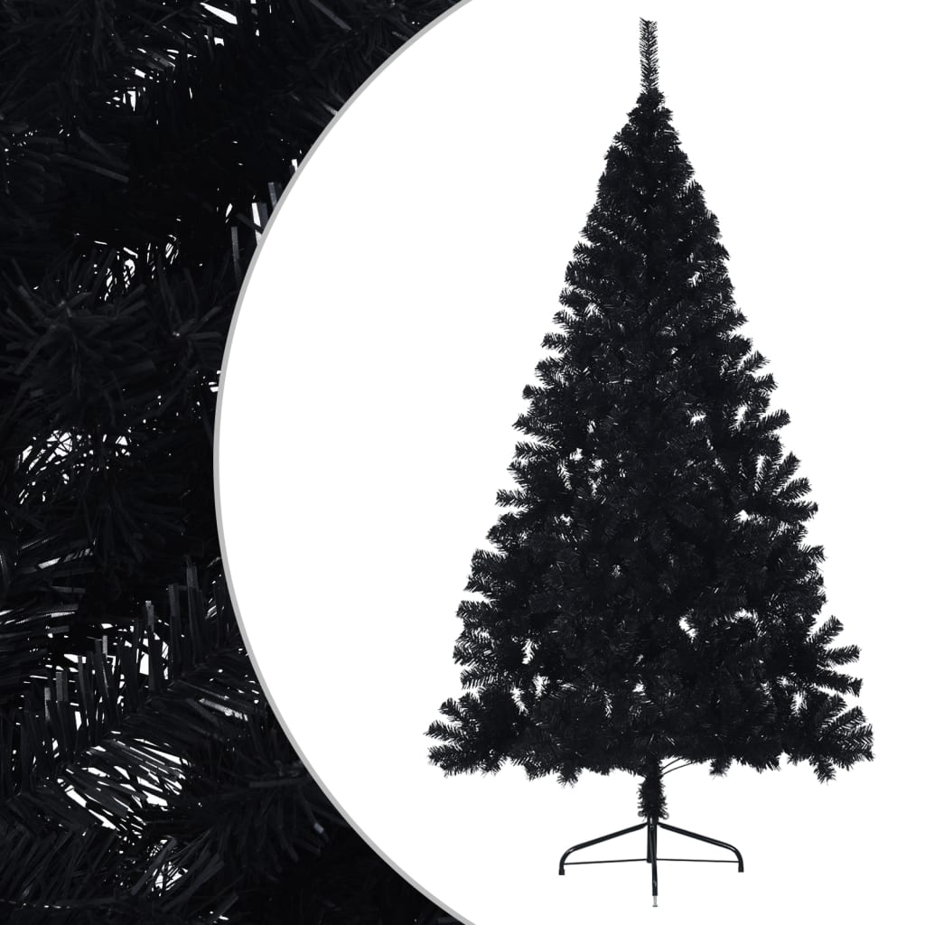 vidaXL Χριστουγεννιάτικο Δέντρο Τεχνητό Μισό Με Βάση Μαύρο 210 εκ. PVC