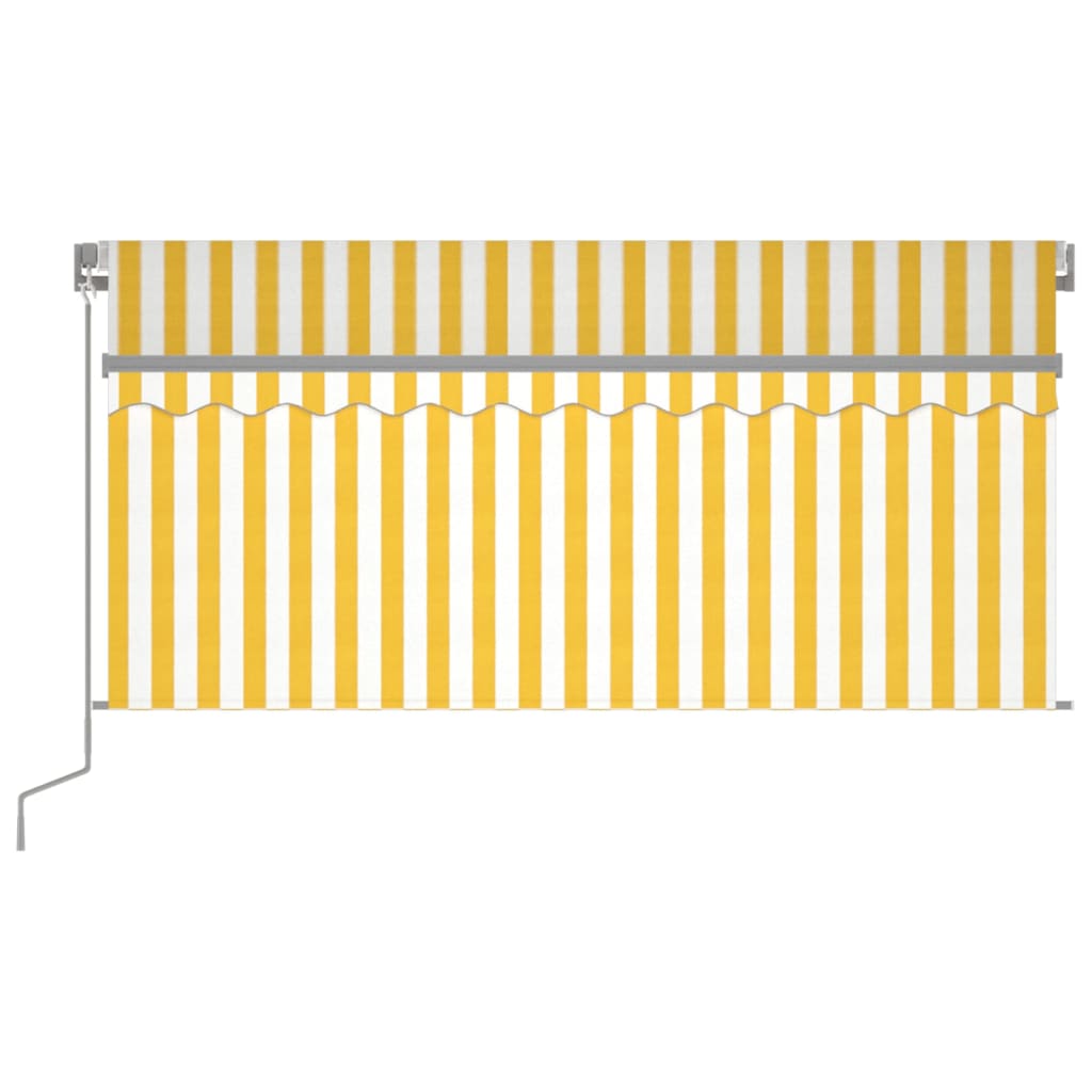 vidaXL Τέντα Συρόμενη Χειροκ. με Σκίαστρο&LED Κίτρινο/Λευκό 3,5x2,5 μ.