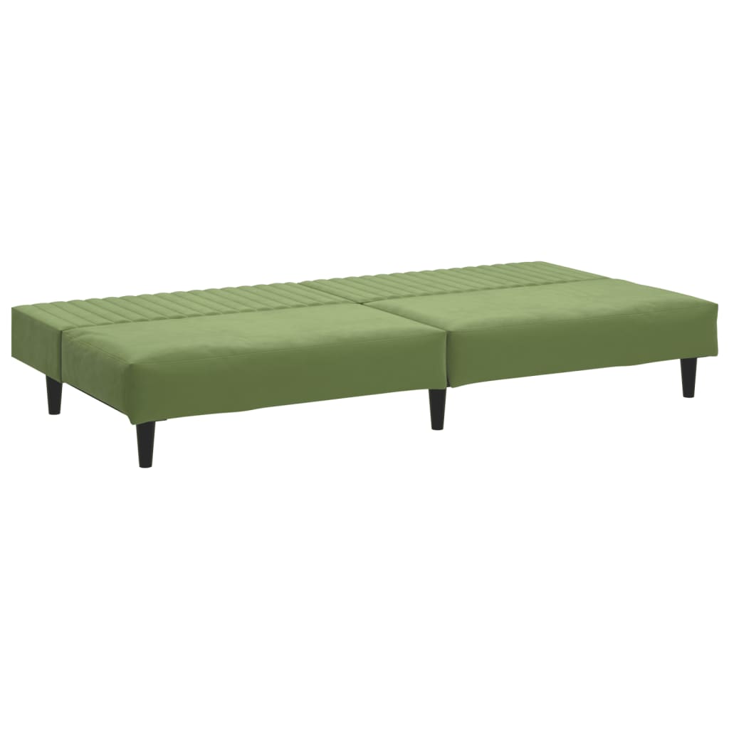 vidaXL Καναπές Κρεβάτι Διθέσιος Ανοιχτό Πράσινο Βελούδινος
