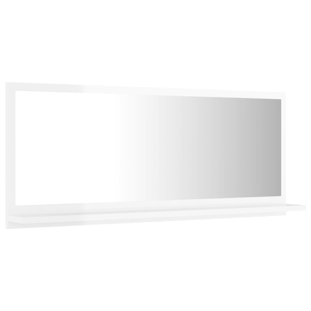 vidaXL Καθρέφτης Μπάνιου Γυαλιστερό Λευκό 90x10,5x37 εκ. Μοριοσανίδα