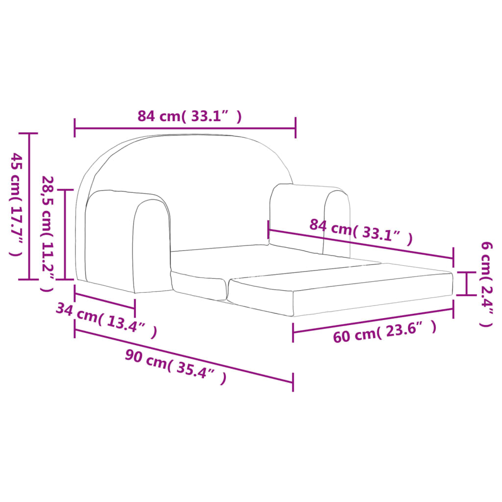 vidaXL Καναπές/Κρεβάτι Παιδικός Διθέσιος Ροζ από Μαλακό Βελουτέ Ύφασμα