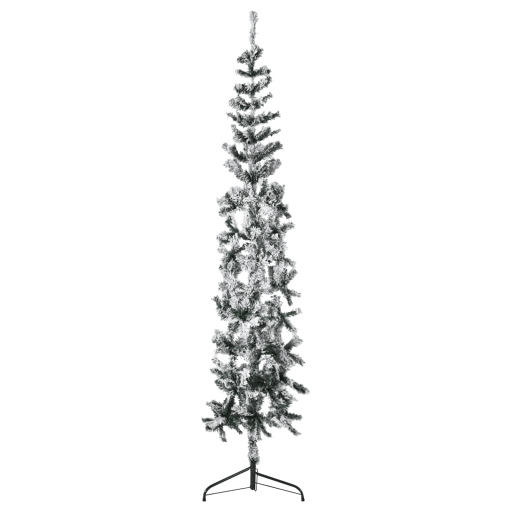vidaXL Χριστουγεννιάτικο Δέντρο Slim Τεχνητό Μισό Με Χιόνι 210 εκ.