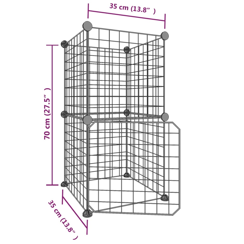 vidaXL Κλουβί Κατοικίδιων με 8 Πάνελ + Πόρτα Μαύρο 35x35 εκ. Ατσάλινο