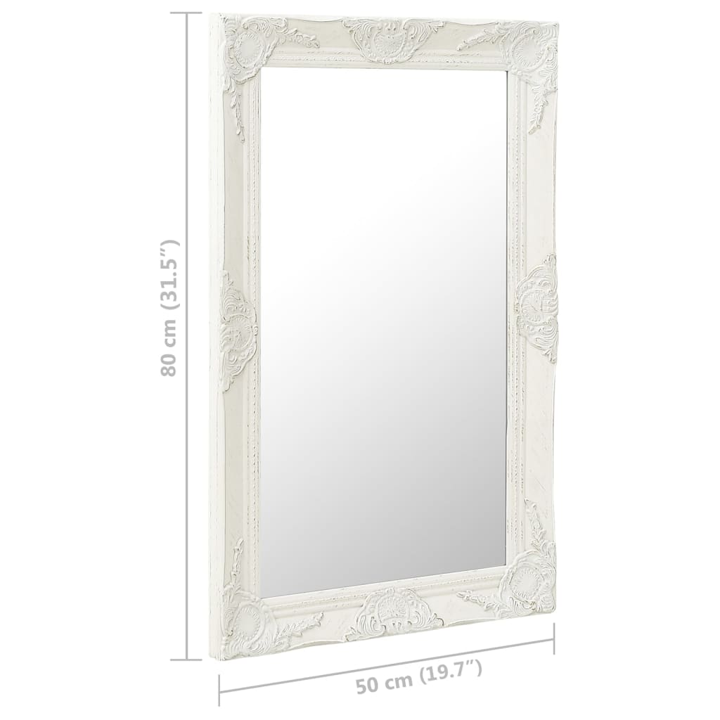vidaXL Καθρέφτης Τοίχου με Μπαρόκ Στιλ Λευκός 50 x 80 εκ.
