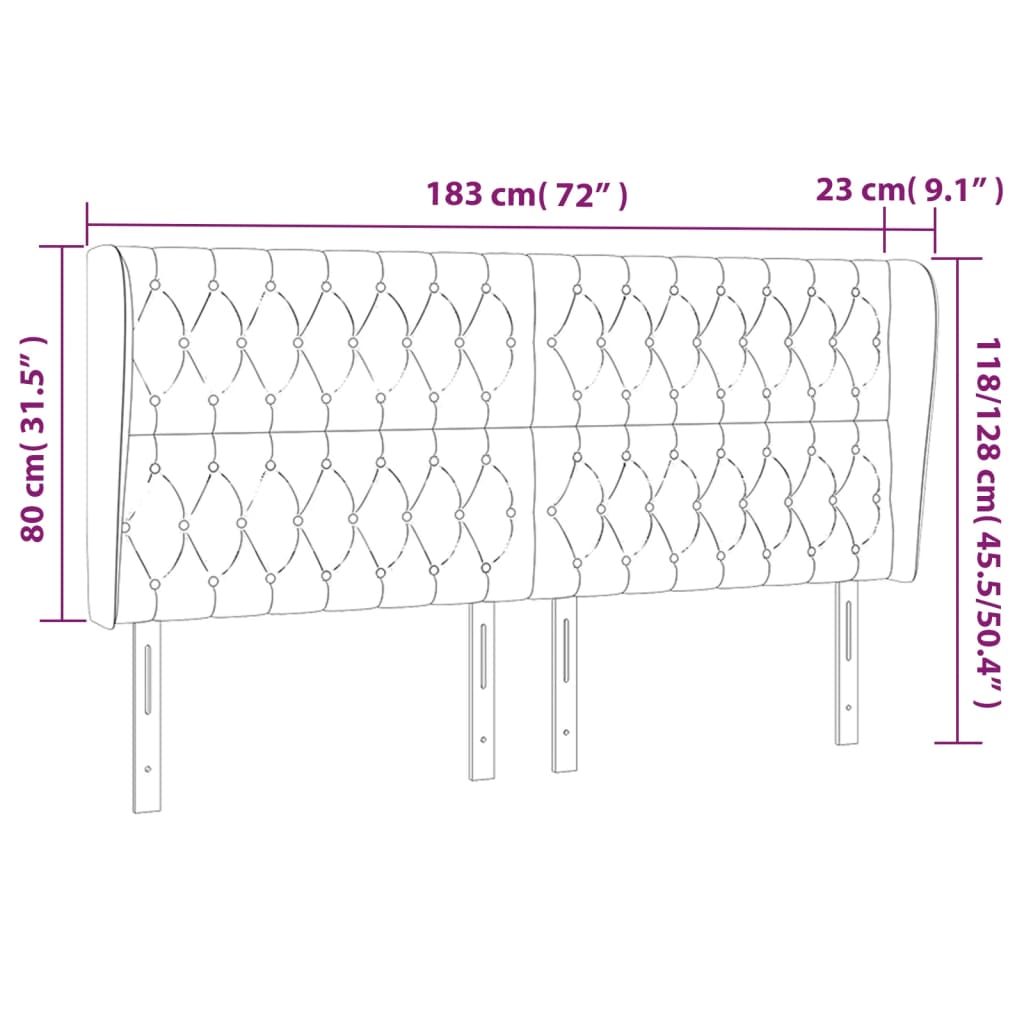 vidaXL Κεφαλάρι με Πτερύγια Μπλε 183x23x118/128 εκ. Υφασμάτινο