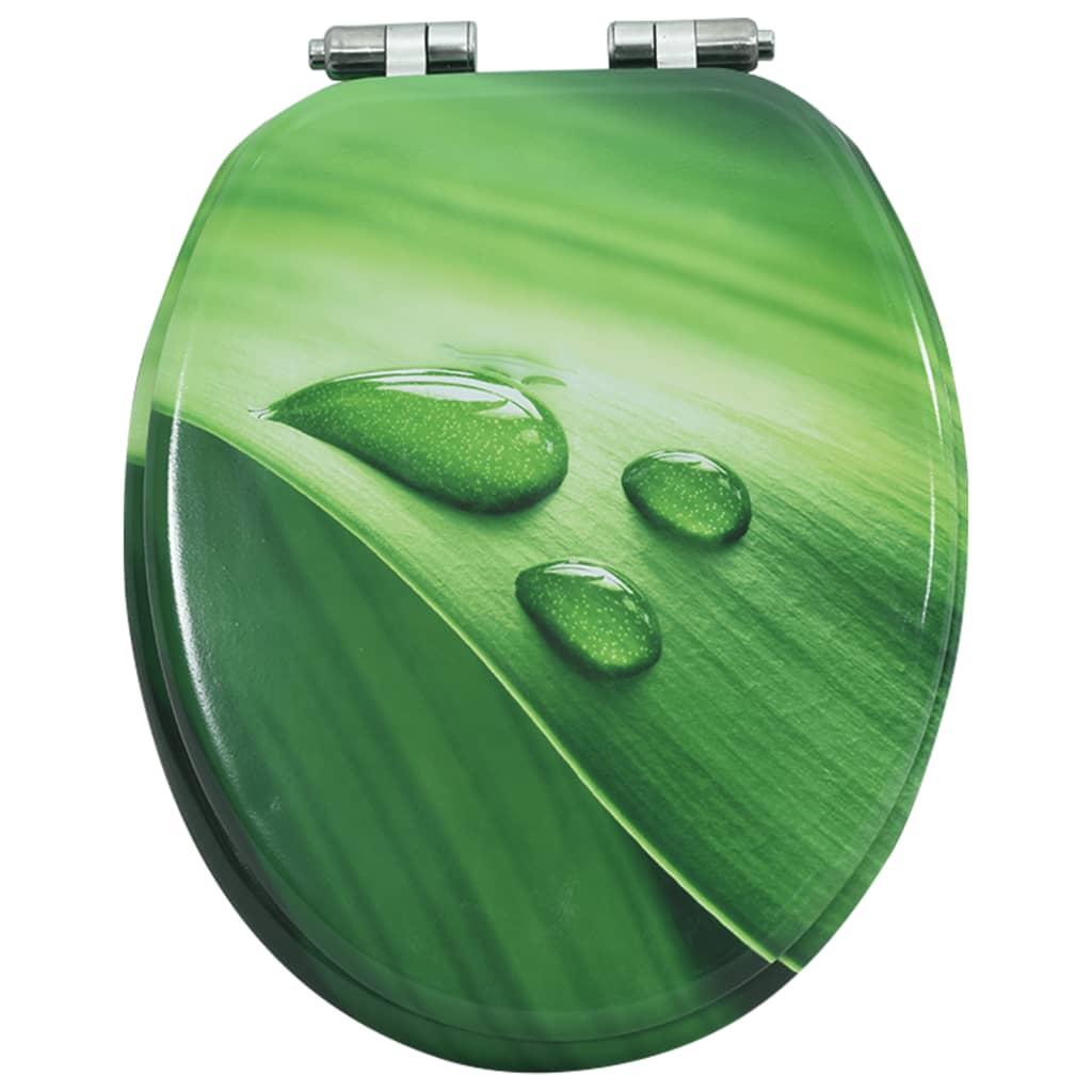 vidaXL Κάλυμμα Λεκάνης Καπάκι Soft Close Σχέδιο Σταγόνες Πράσινο MDF