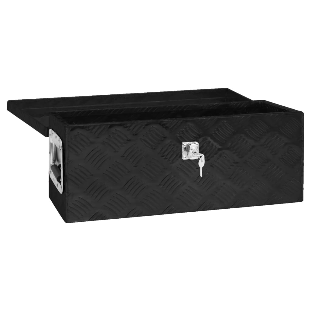 vidaXL Κουτί Αποθήκευσης Μαύρο 60 x 23,5 x 23 εκ. από Αλουμίνιο