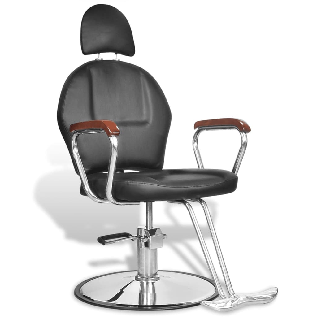 Επαγγελματική Καρέκλα Κουρείου με Στήριγμα Κεφαλής από Δερματίνη Μαύρη