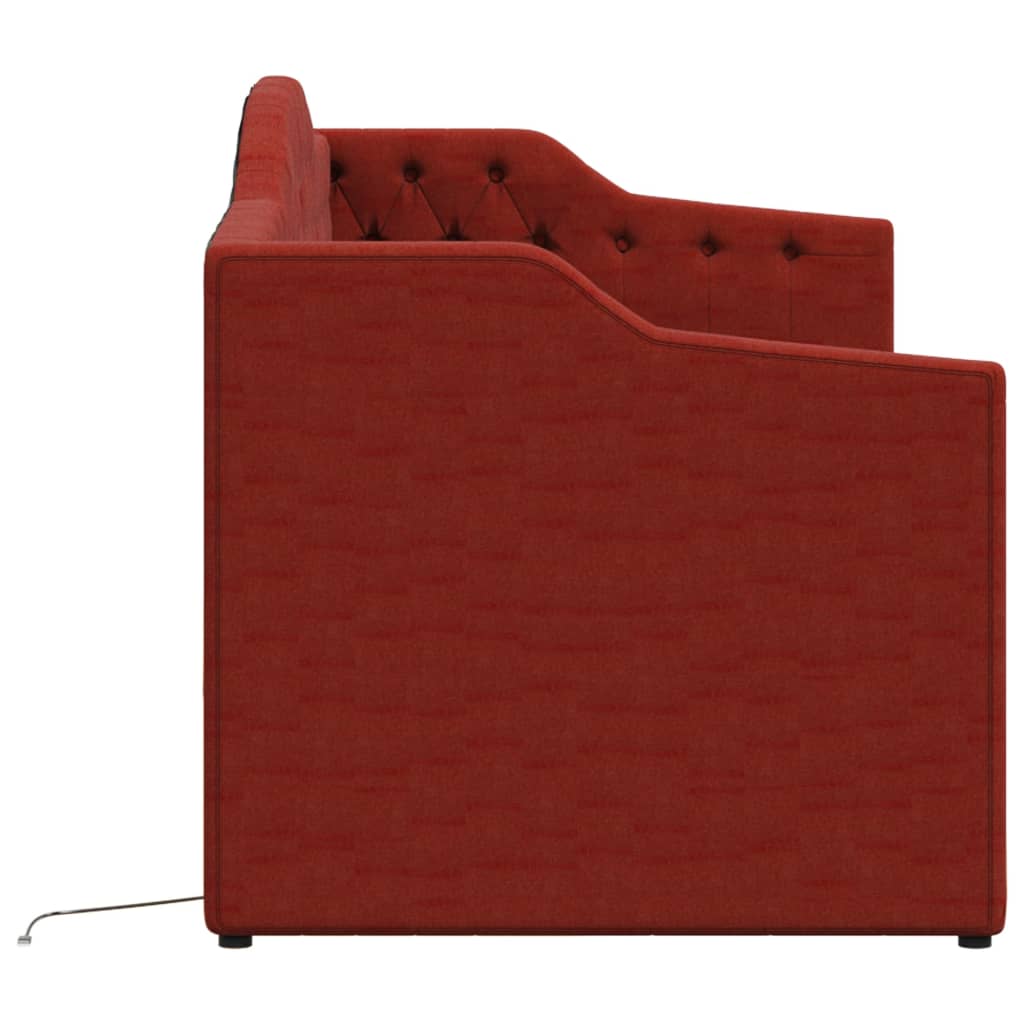 vidaXL Καναπές Κρεβάτι με Έξοδο USB Μπορντό 90 x 200 εκ. Υφασμάτινος