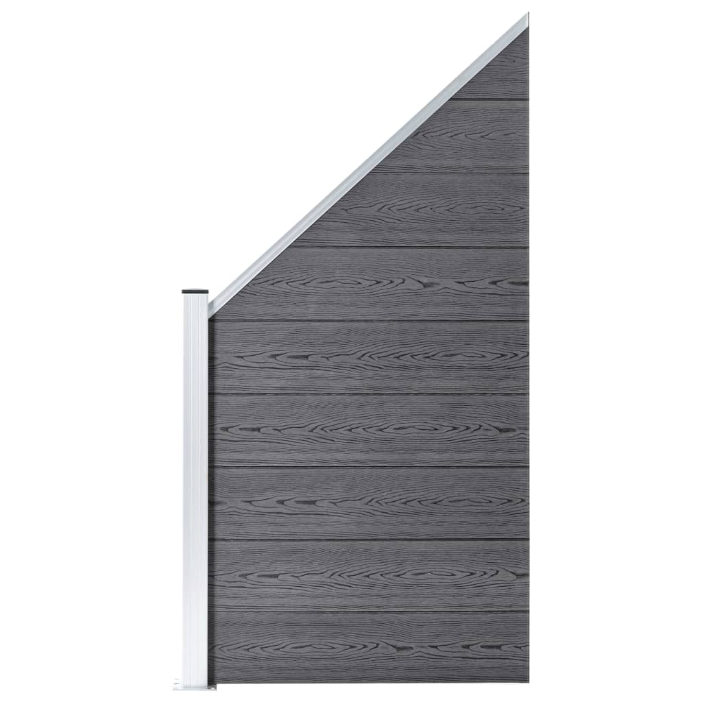 vidaXL Πάνελ Φράχτη 10 Τετράγωνα + 1 Κεκλιμένο Γκρι 1830x186 εκ. WPC