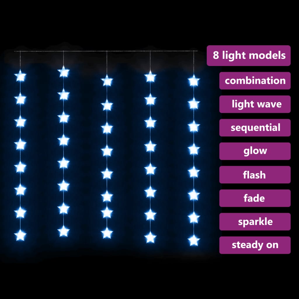 vidaXL Κουρτίνα LED Φωτάκια 200 LED Μπλε με 8 Λειτουργίες