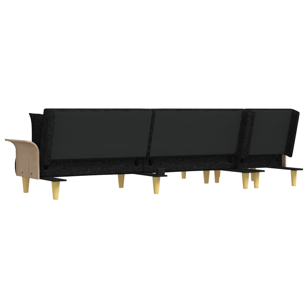 vidaXL Καναπές Κρεβάτι Γωνιακός Μαύρος 279 x 140 x 70 εκ. Υφασμάτινος