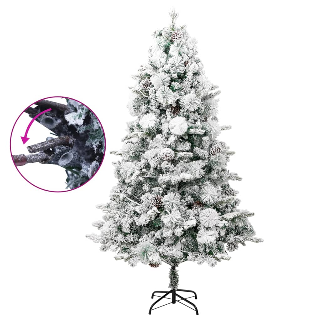 vidaXL Χριστ. Δέντρο Προφωτισμένο 195 εκ με Χιόνι/Κουκουνάρια PVC&PE