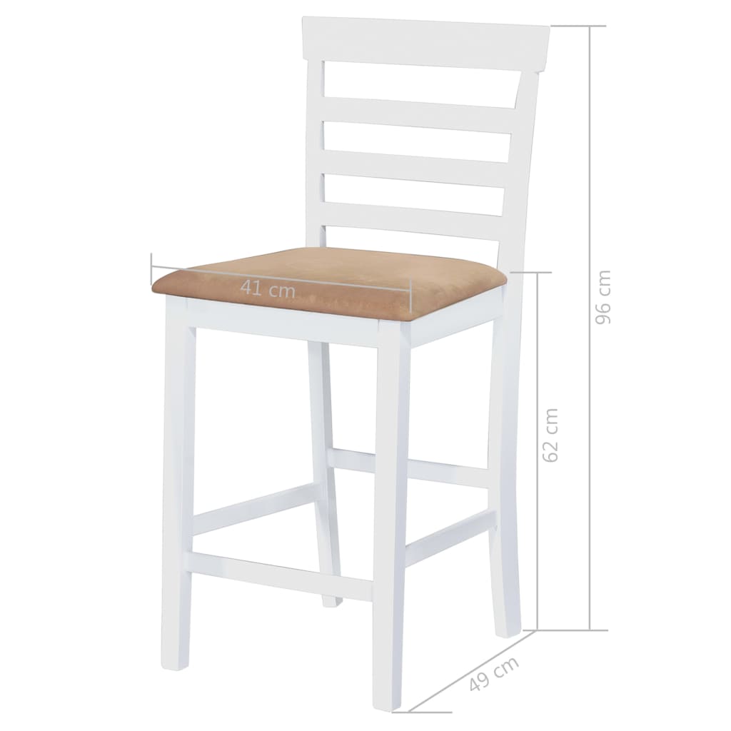 vidaXL Σετ Τραπέζι και Καρέκλες Μπαρ 3 τεμ. Φυσικό &amp; Λευκό Μασίφ Ξύλο