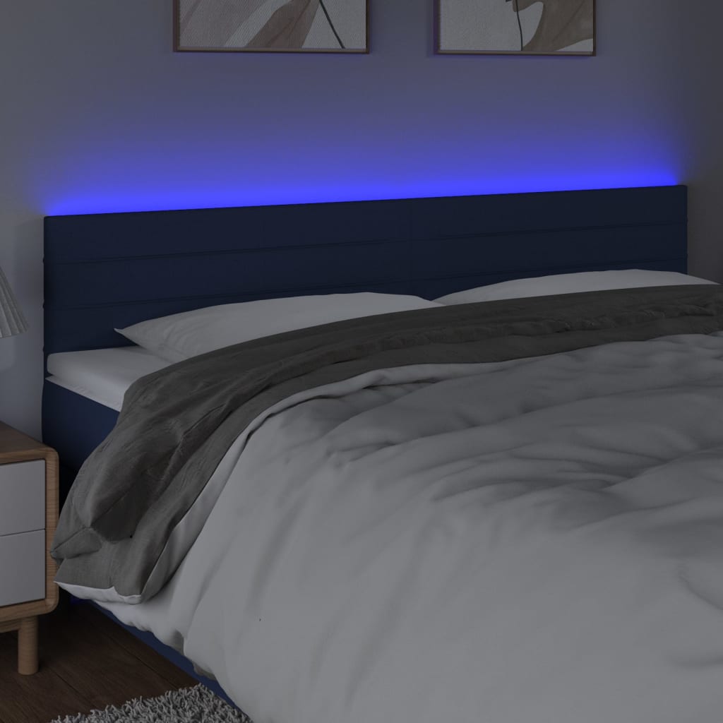 vidaXL Κεφαλάρι Κρεβατιού LED Μπλε 180x5x78/88 εκ. Υφασμάτινο