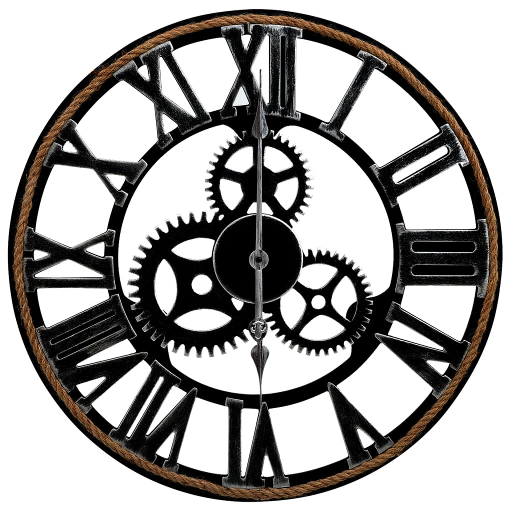 vidaXL Ρολόι Τοίχου Μαύρο 60 εκ. από MDF