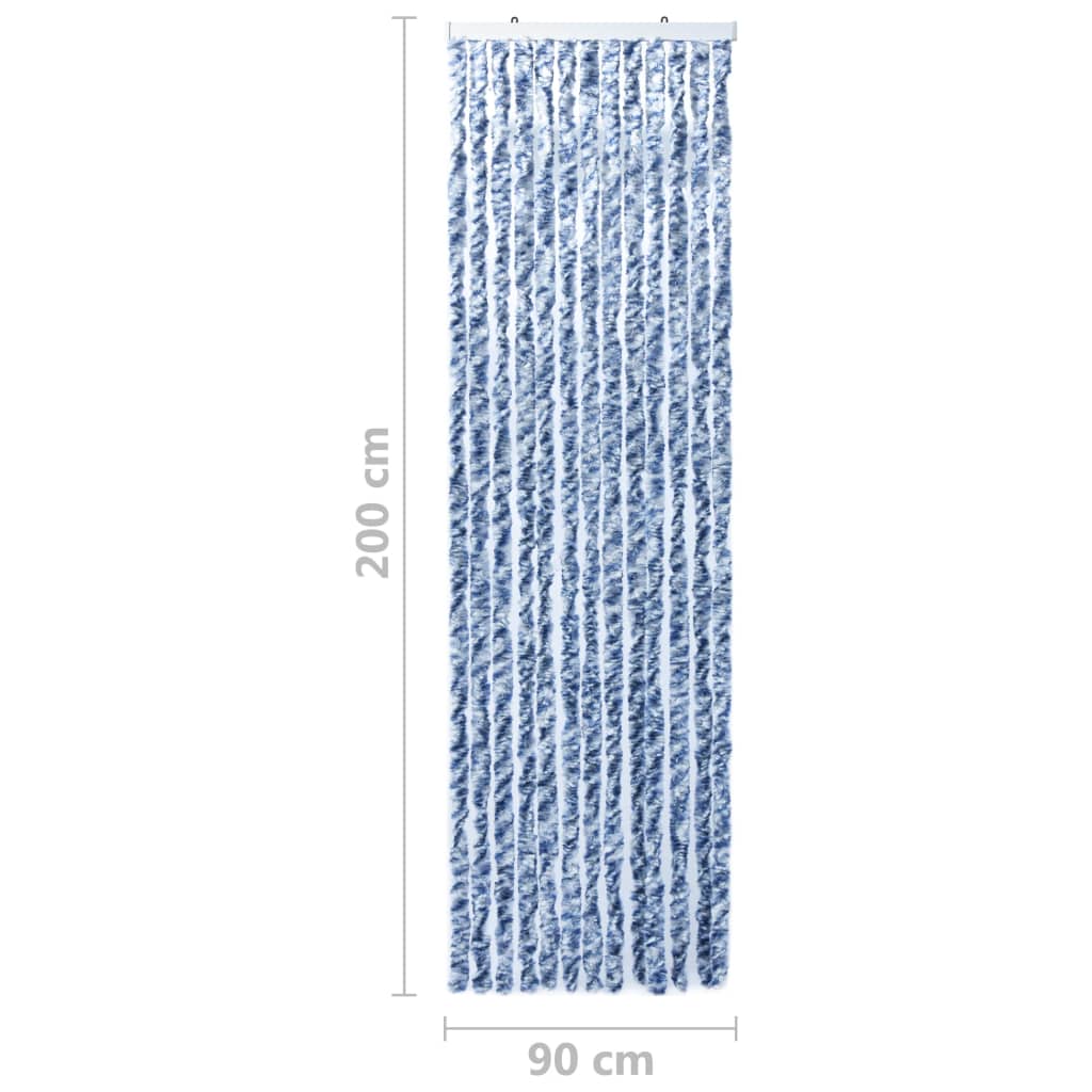 vidaXL Σήτα - Κουρτίνα Πόρτας Μπλε / Λευκό 90 x 200 εκ. από Σενίλ