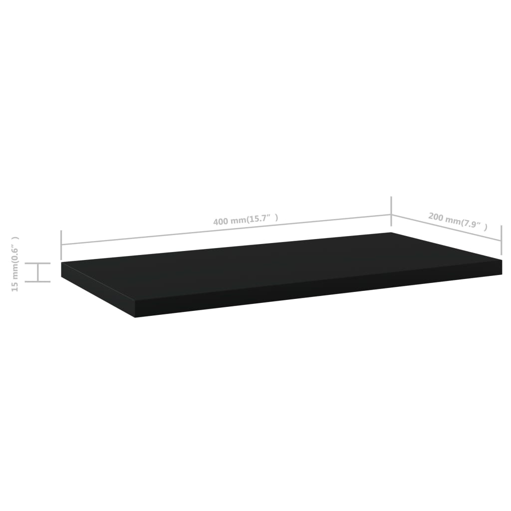 vidaXL Ράφια Βιβλιοθήκης 4 τεμ. Μαύρα 40x20x1,5 εκ. από Επεξ.Ξύλο