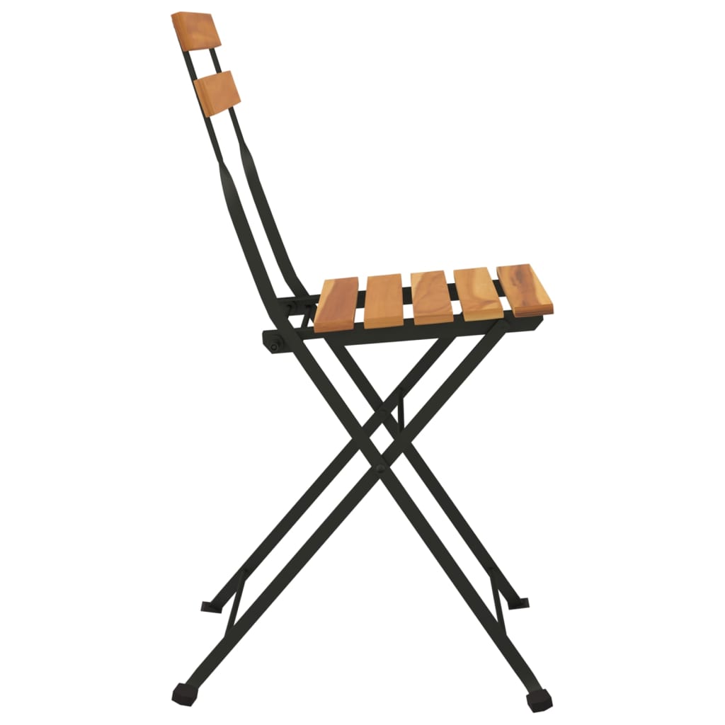 vidaXL Καρέκλες Bistro Πτυσσόμενες 2 τεμ. Μασίφ Ξύλο Teak και Ατσάλι