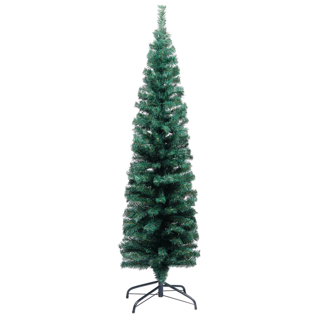 vidaXL Χριστ. Δέντρο Προφωτισμένο Τεχνητό με Μπάλες Slim Πράσινο 120εκ