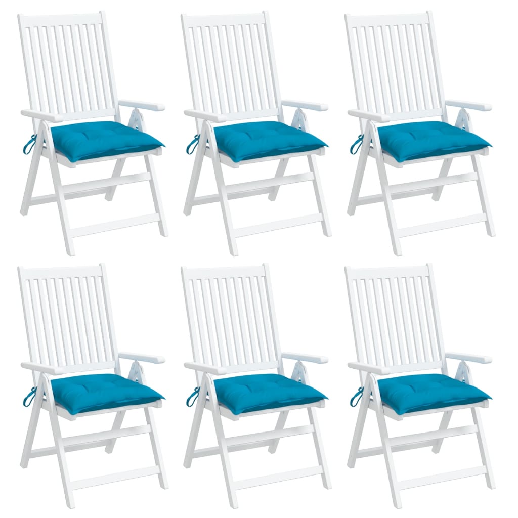 vidaXL Μαξιλάρια Καρέκλας 6 τεμ. Γαλάζια 40 x 40 x 7 εκ. Υφασμάτινα