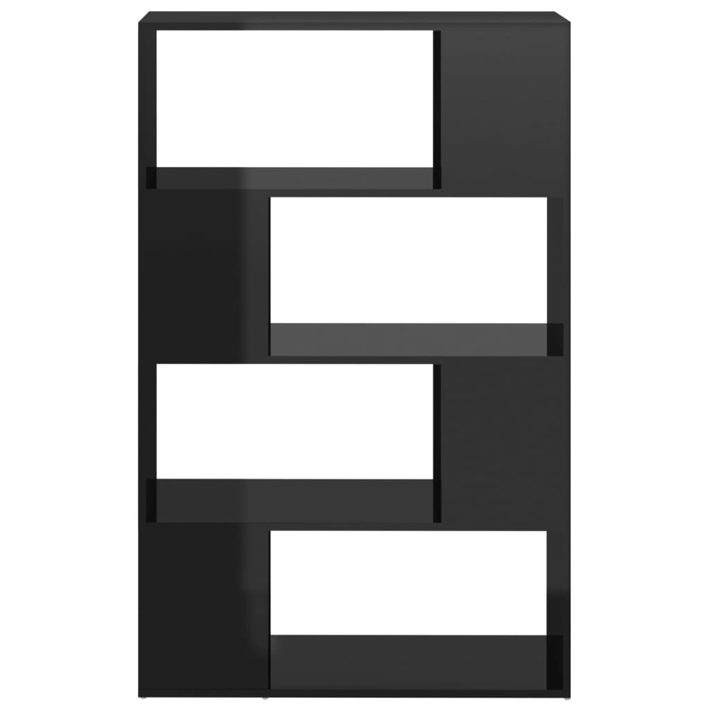 vidaXL Βιβλιοθήκη/Διαχωριστικό Χώρου Γυαλισ. Μαύρο 80 x 24 x 124,5 εκ.