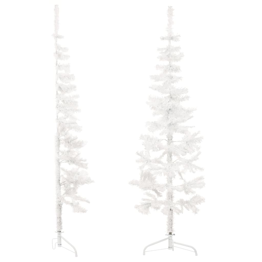 vidaXL Χριστουγεν. Δέντρο Slim Τεχνητό Μισό με Βάση Λευκό 180 εκ.