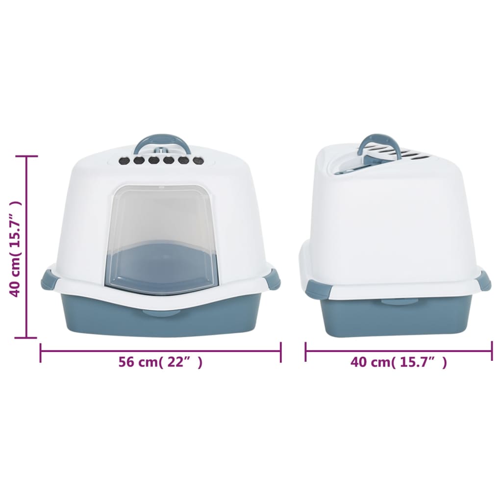 vidaXL Τουαλέτα Γάτας Λευκή / Μπλε 56 x 40 x 40 εκ. από Πολυπροπυλένιο