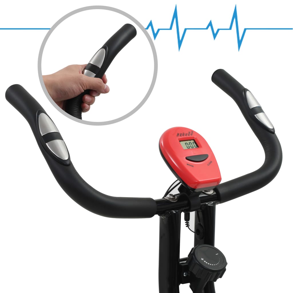 vidaXL Ποδήλατο Γυμναστικής X-Bike Μαγνητικό Μαύρο/Κόκκινο Μέτρ.Παλμών