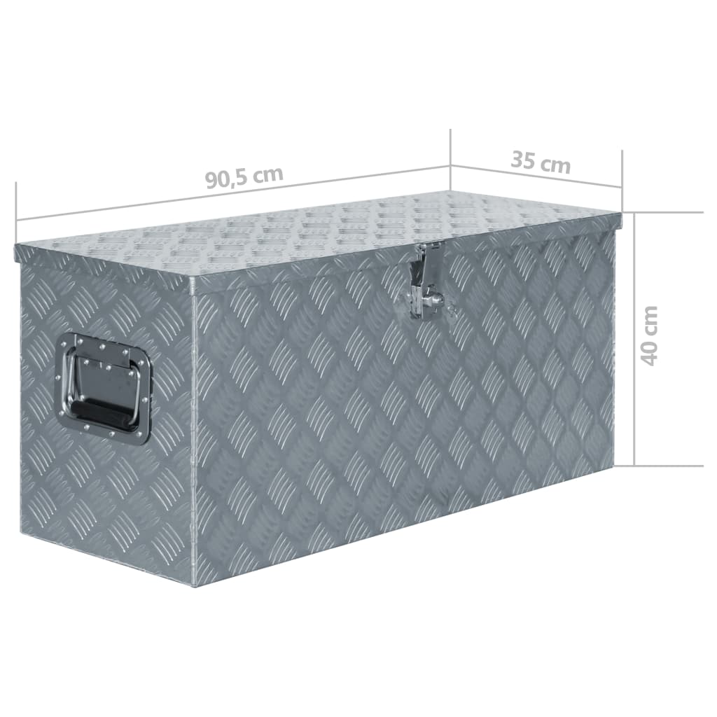 vidaXL Κουτί Αποθήκευσης Ασημί 90,5 x 35 x 40 εκ. Αλουμινίου