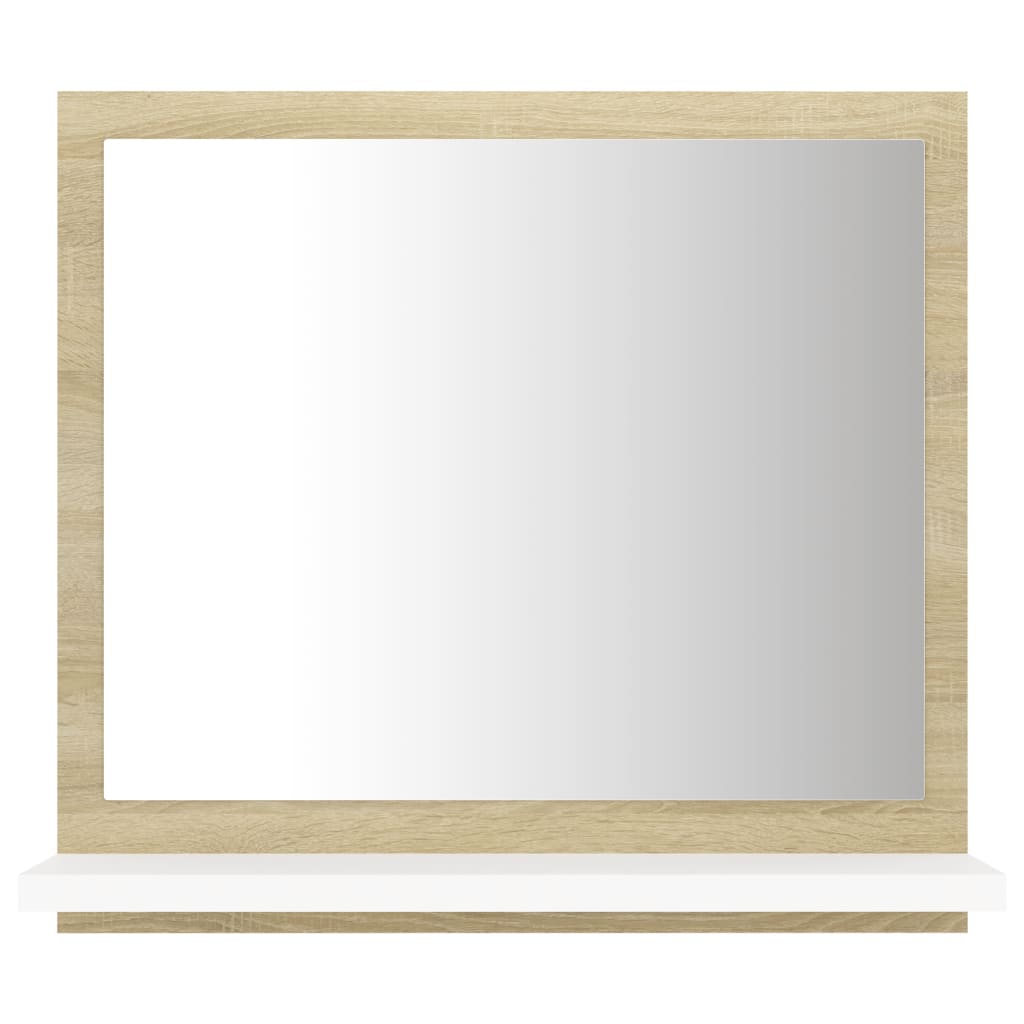vidaXL Καθρέφτης Μπάνιου Λευκό/Sonoma Δρυς 40x10,5x37 εκ. Μοριοσανίδα