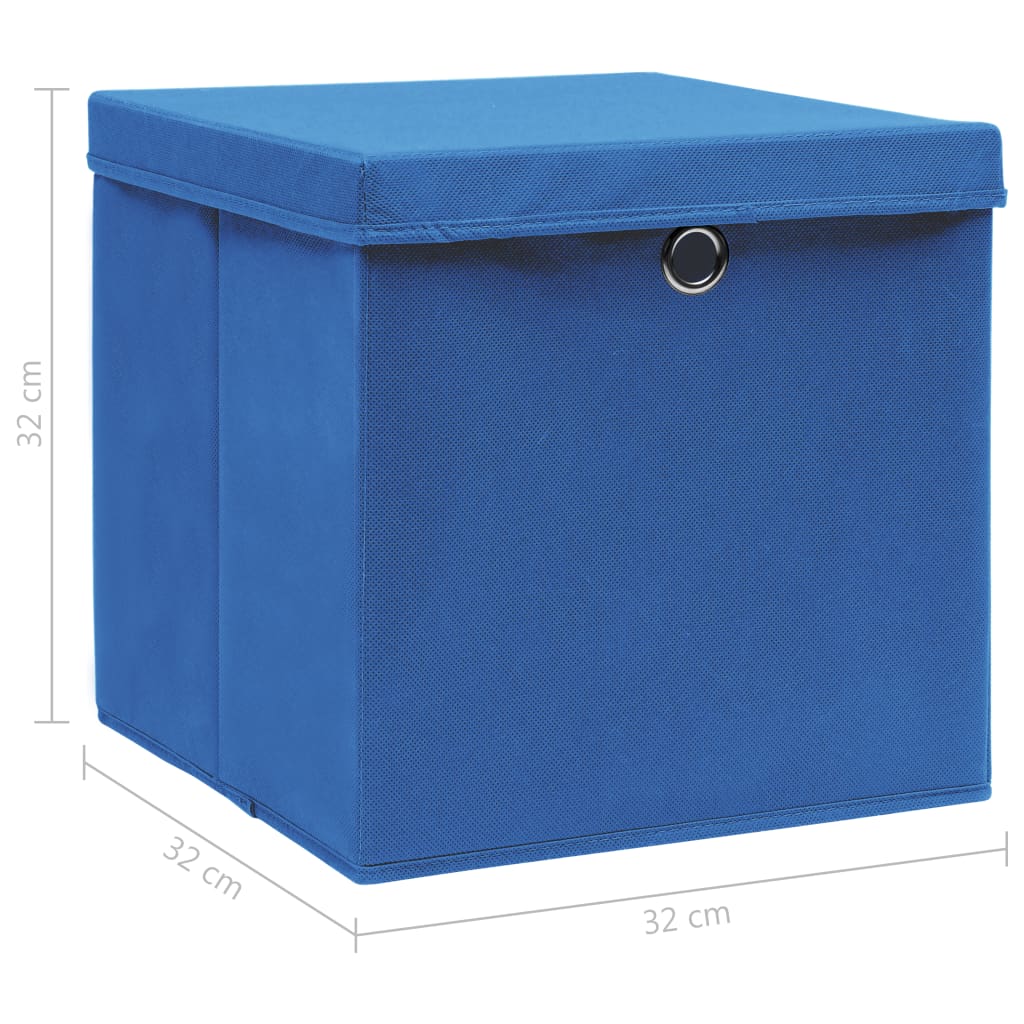 vidaXL Κουτιά Αποθήκευσης με Καπάκια 10 τεμ Μπλε 32x32x32εκ Υφασμάτινα