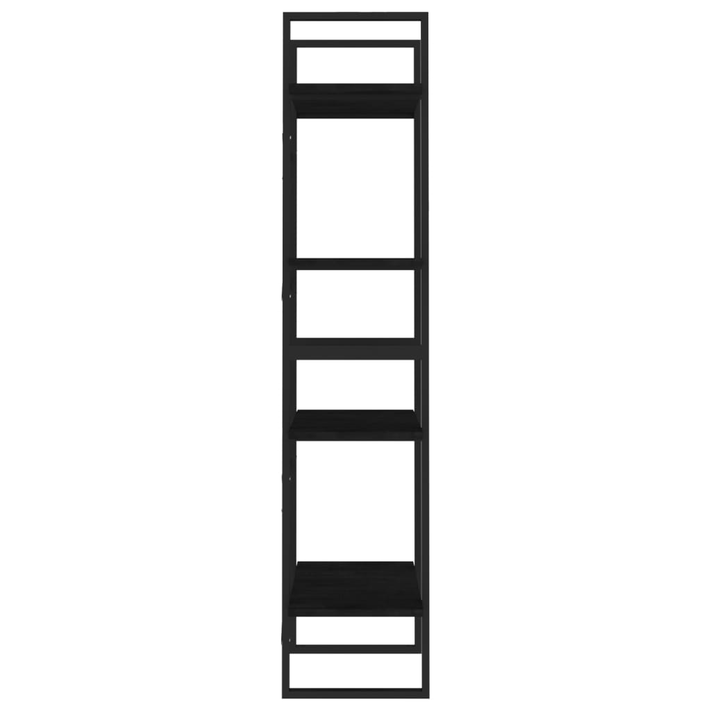 vidaXL Βιβλιοθήκη με 4 Ράφια Μαύρη 60x30x140 εκ. από Μασίφ Ξύλο Πεύκου