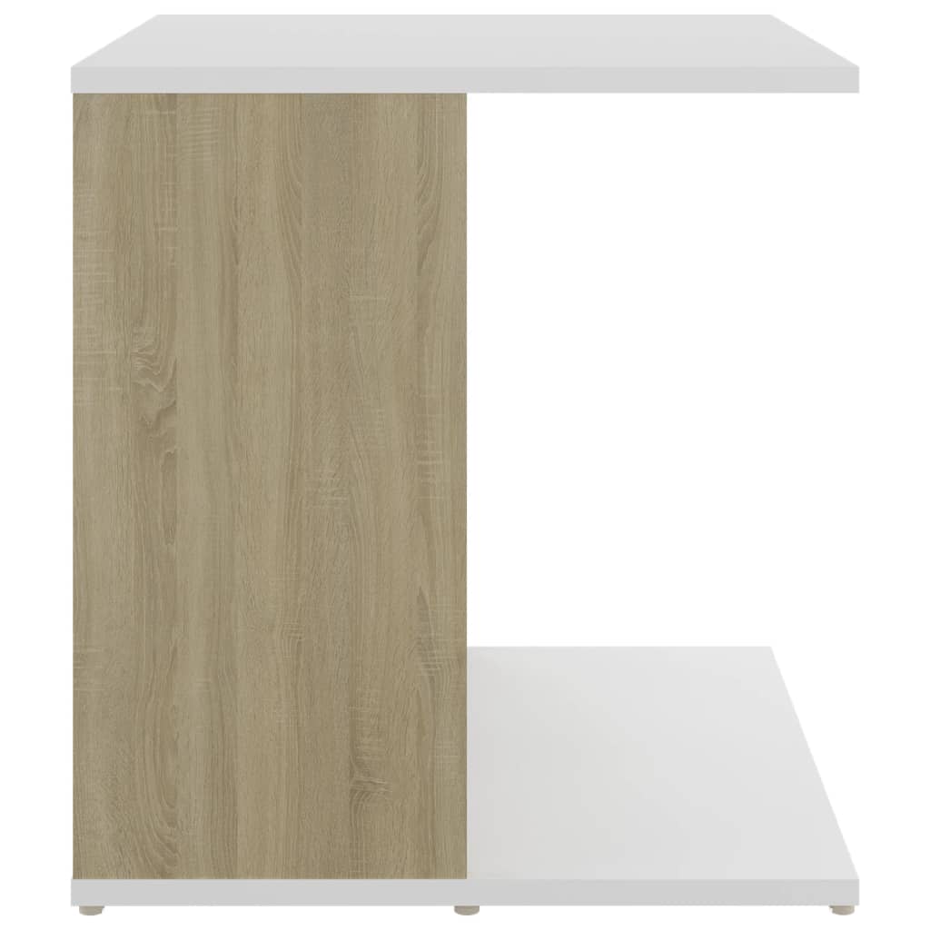 vidaXL Τραπέζι Βοηθητικό Λευκό/Sonoma Δρυς 45 x 45 x 48 εκ Μοριοσανίδα