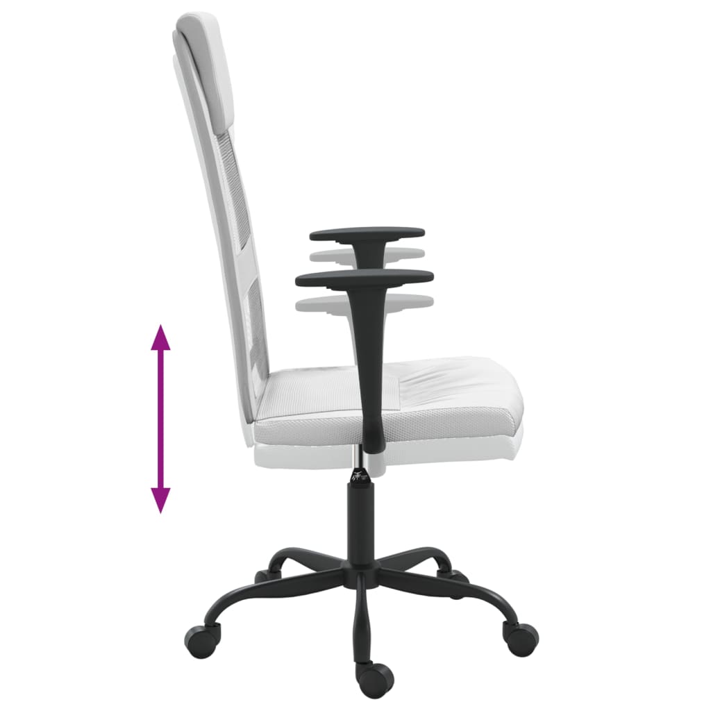 vidaXL Καρέκλα Γραφείου Ρυθμ. Ύψος Λευκή Διχτυωτό Ύφασμα/Συνθ. Δέρμα