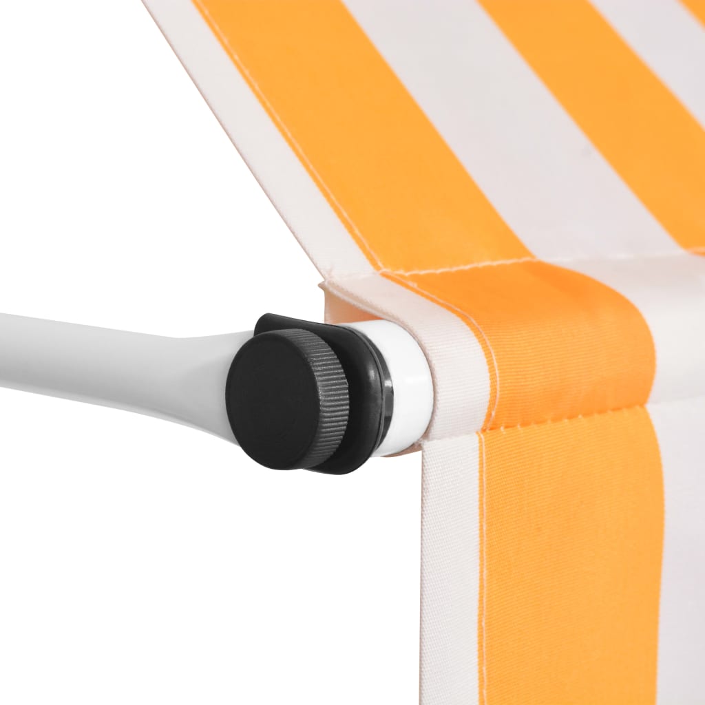 vidaXL Τέντα Συρόμενη Χειροκίνητη Πορτοκαλί με Λευκές Ρίγες 250 εκ.