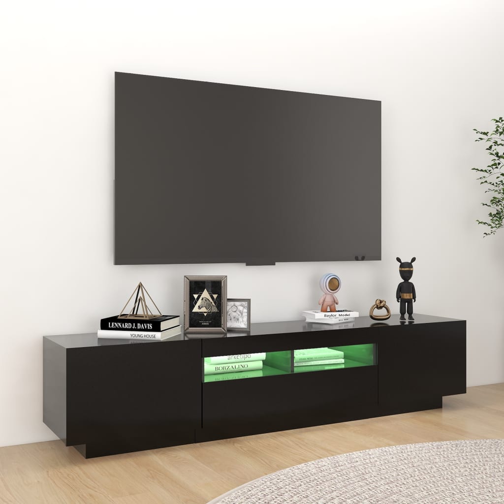 vidaXL Έπιπλο Τηλεόρασης με LED Μαύρο 180 x 35 x 40 εκ.
