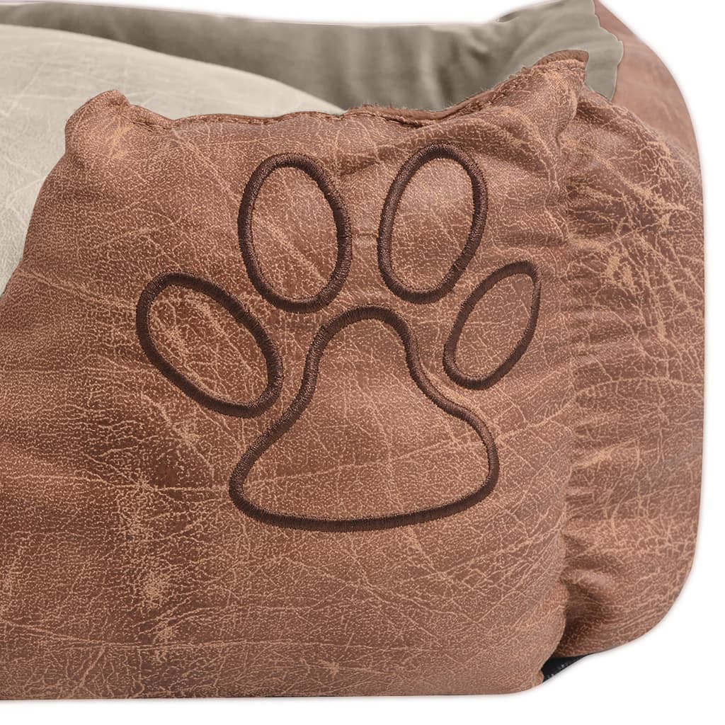 vidaXL Κρεβάτι Σκύλου Μπεζ Μέγεθος XL από Συνθετικό Δέρμα με Μαξιλάρι