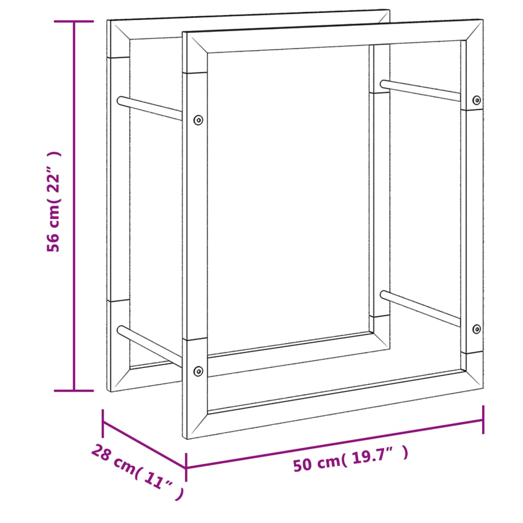 vidaXL Ραφιέρα Καυσόξυλων 50 x 28 x 56 εκ. από Ανοξείδωτο ατσάλι